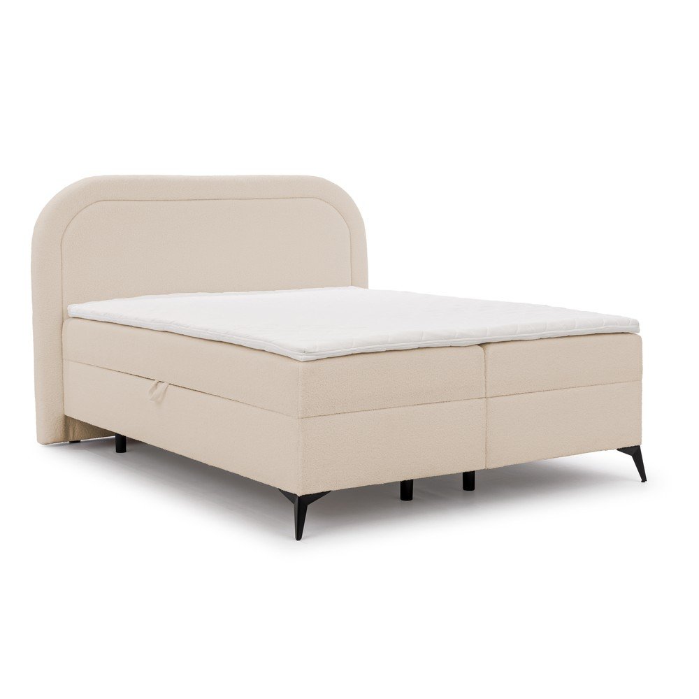 Bézs ágyneműtartós boxspring ágy 200x200 cm Ornes – Ropez