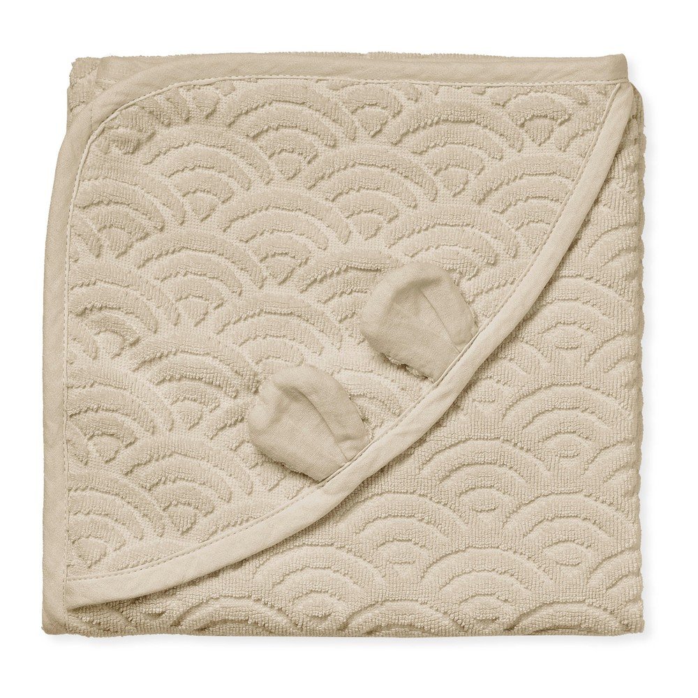 Bézs bio pamut kapucnis gyerek törölköző 80x80 cm Almond – Cam Cam Copenhagen