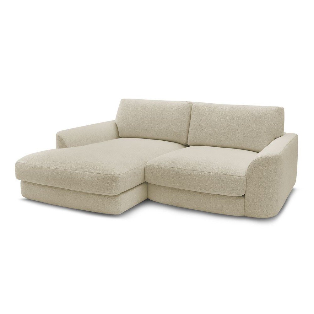 Bézs buklé sarokkanapé (bal oldali-heverő résszel) Leonore – Bobochic Paris