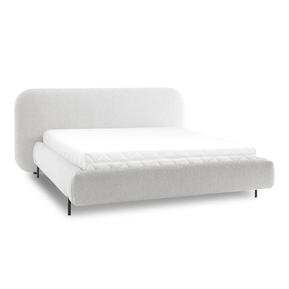 Bézs kárpitozott ágyneműtartós franciaágy ágyráccsal 140x200 cm Pointt – ELTAP