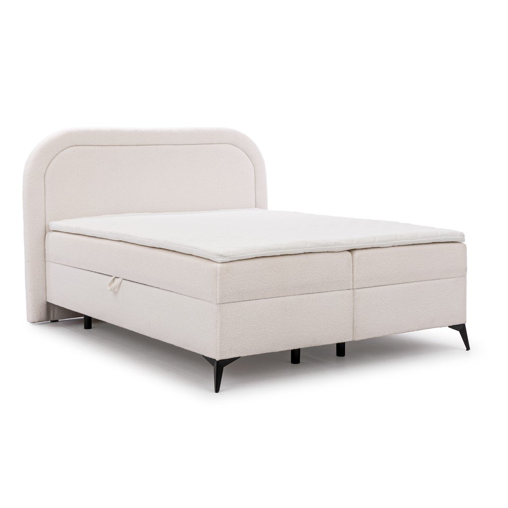 Fehér ágyneműtartós boxspring ágy 180x200 cm Ornes – Ropez