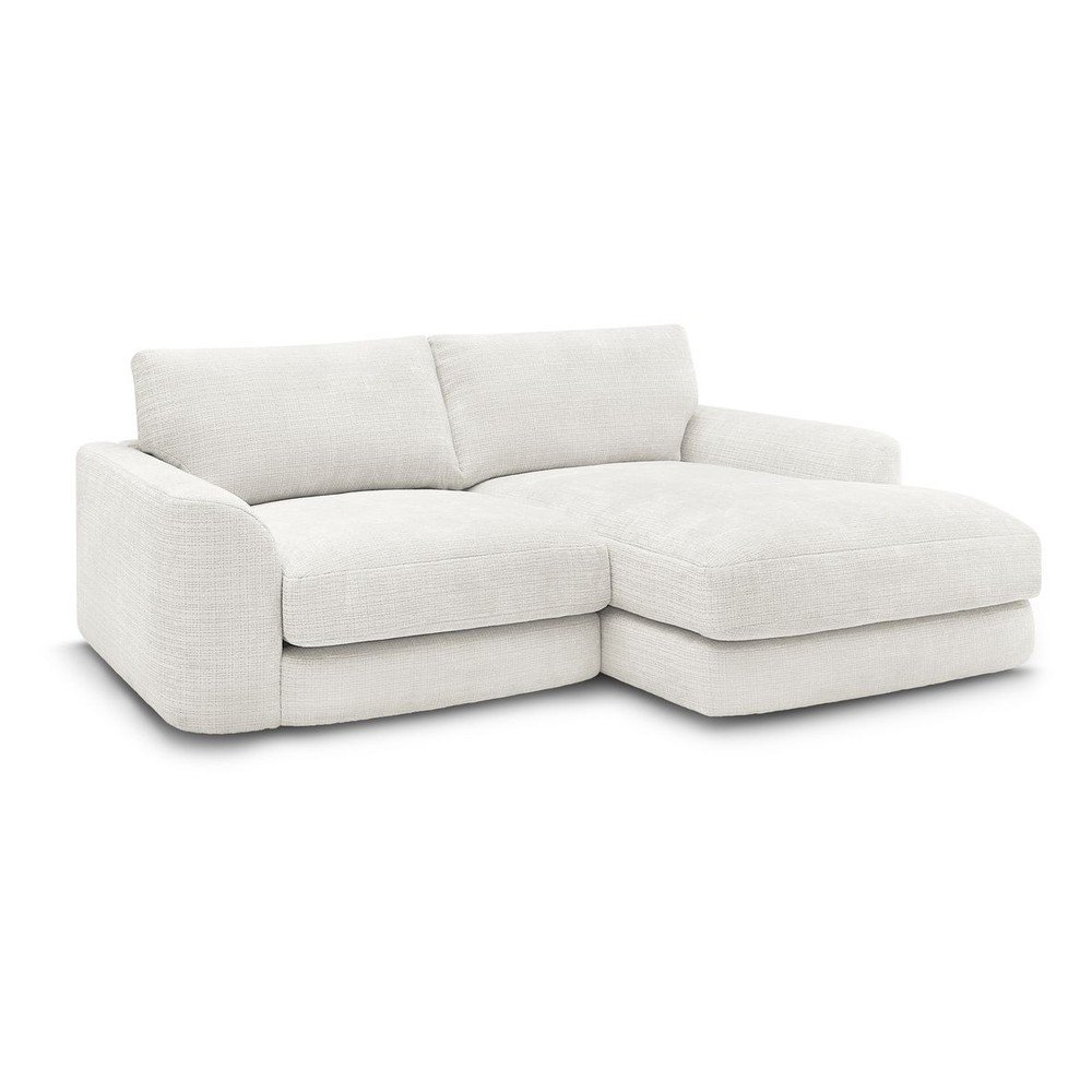 Fehér zsenília sarokkanapé (jobb oldali-heverő résszel) Leonore – Bobochic Paris