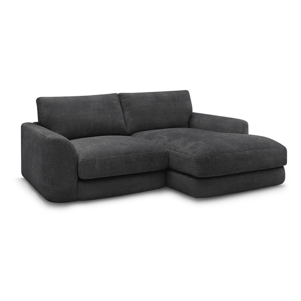 Fekete zsenília sarokkanapé (jobb oldali-heverő résszel) Leonore – Bobochic Paris