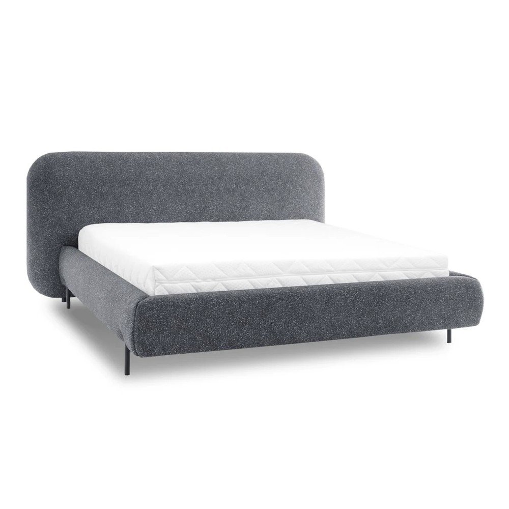 Kék kárpitozott ágyneműtartós franciaágy ágyráccsal 160x200 cm Pointt – ELTAP