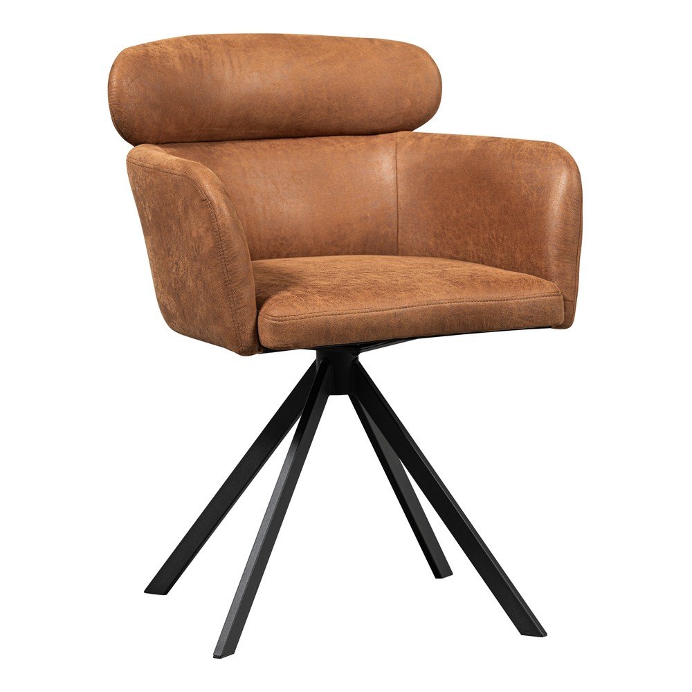 Konyakbarna kárpitozott karfás étkezőfotel Fenne – WOOOD