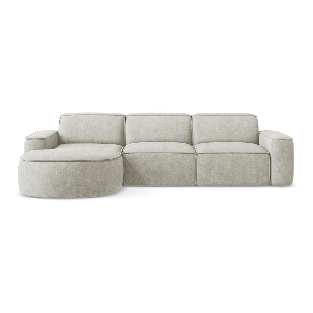 Krémszínű zsenília sarokkanapé (bal oldali-heverő résszel) Omao – Makamii