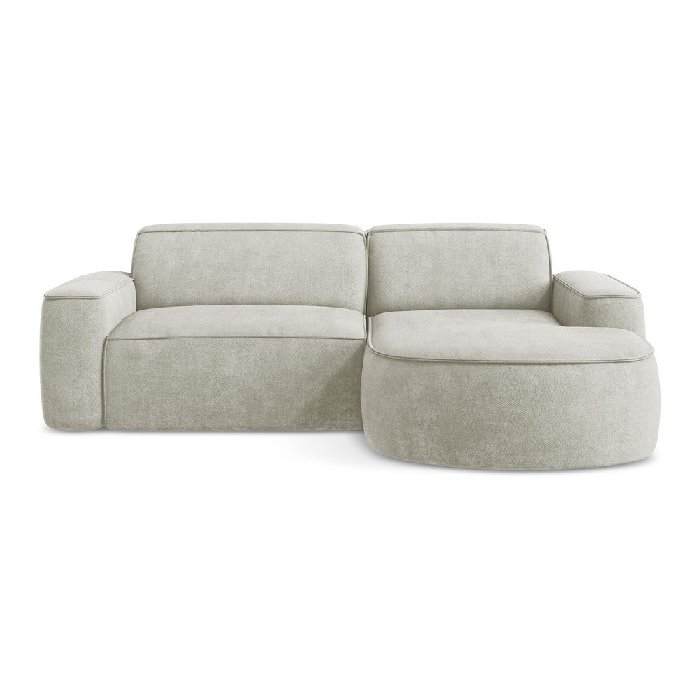 Krémszínű zsenília sarokkanapé (jobb oldali-heverő résszel) Omao – Makamii