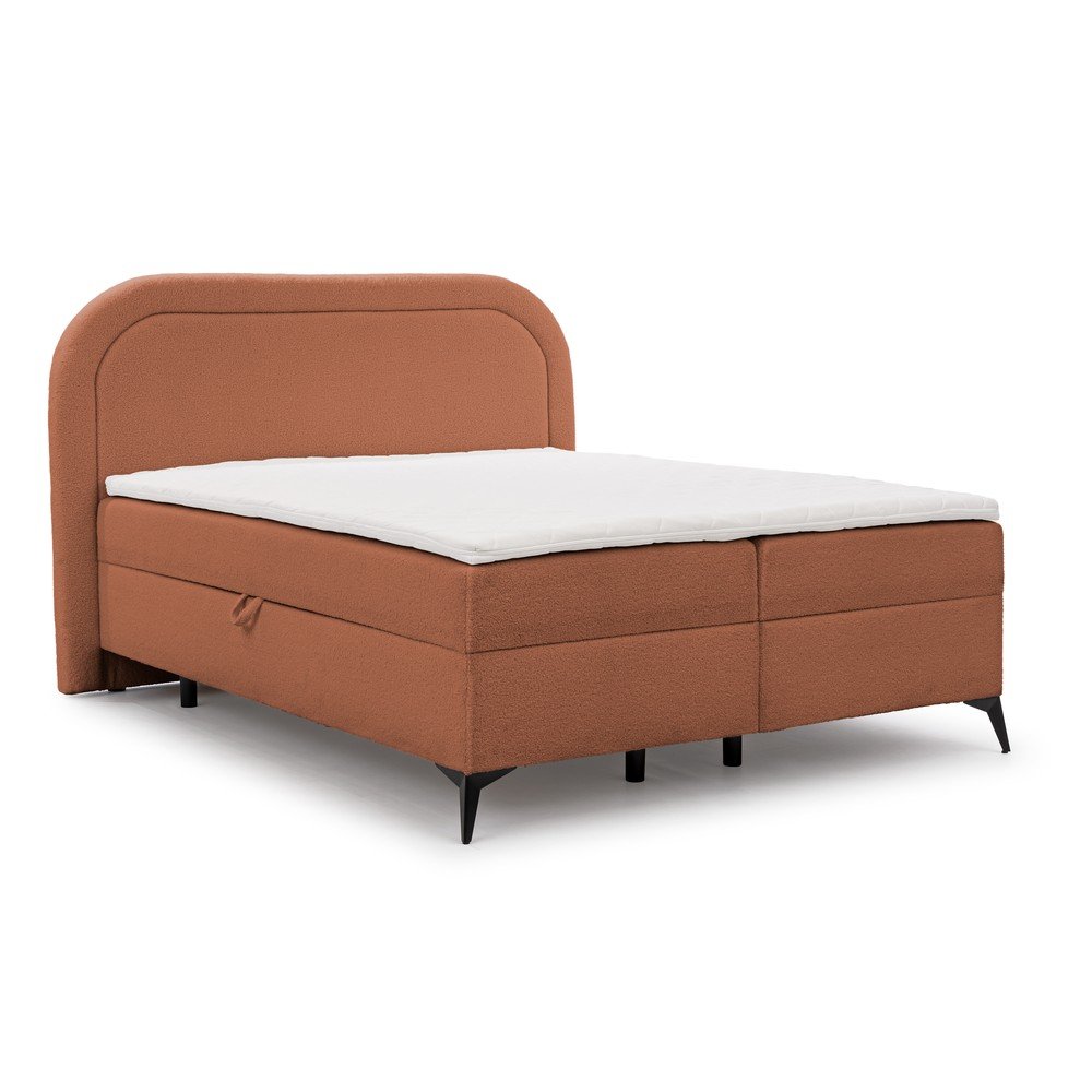 Narancssárga ágyneműtartós boxspring ágy 180x200 cm Ornes – Ropez