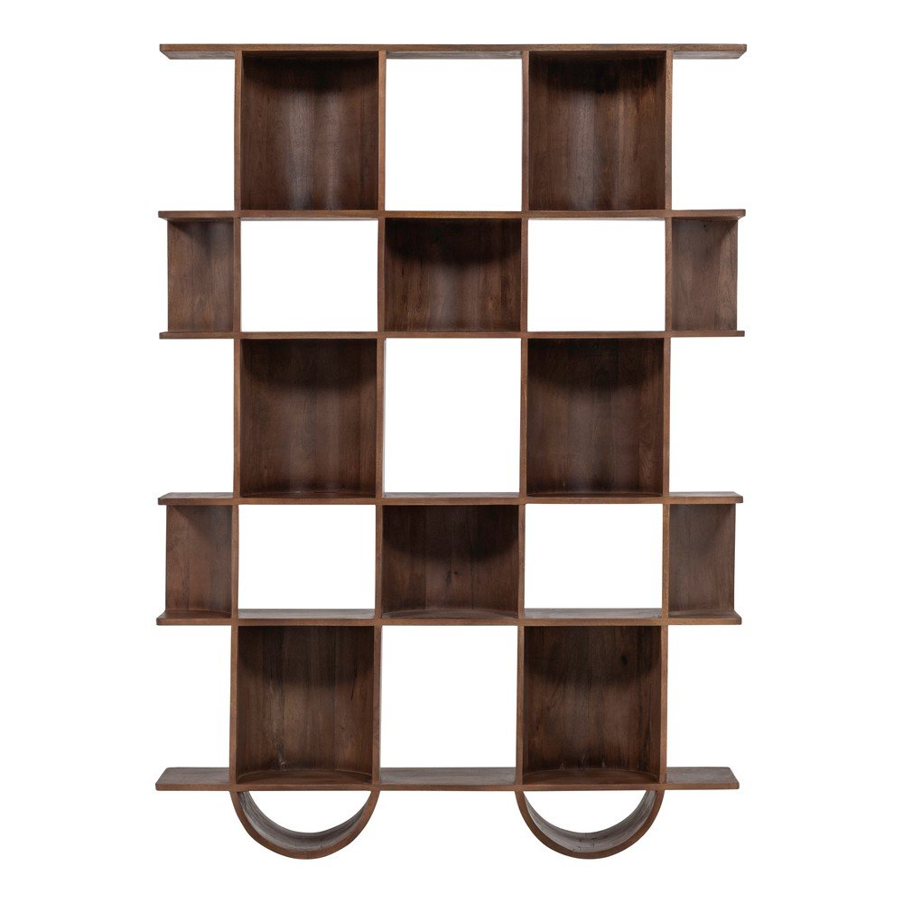 Sötétbarna mangófa könyvespolc 130x180x35 cm Sinne – WOOOD