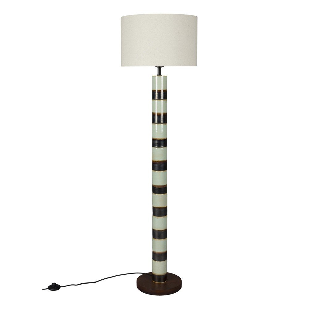 Sötétbarna-zsályaszínű állólámpa textil búrával (magasság 143 cm) Vertigo – Dutchbone