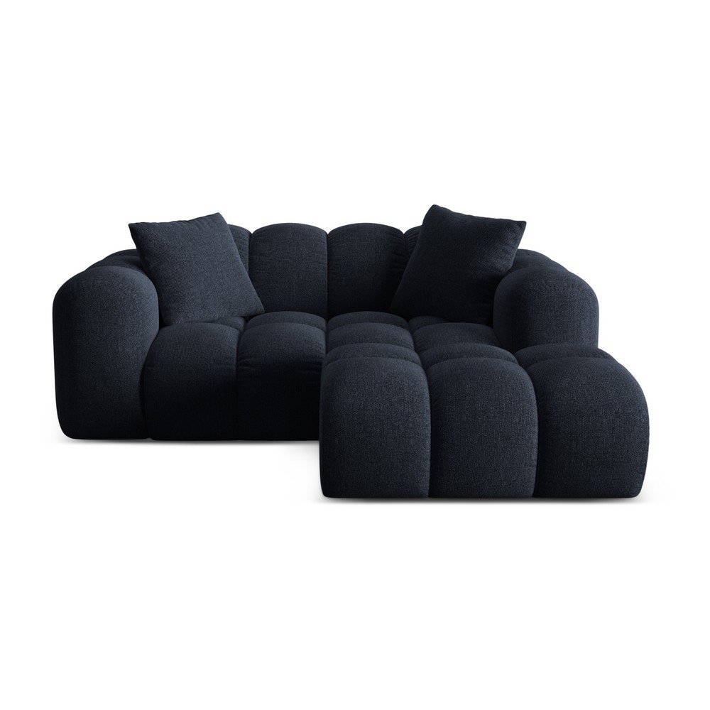 Sötétkék zsenília sarokkanapé (jobb oldali-heverő résszel) Treno – Cosmopolitan Design