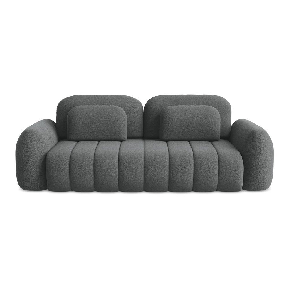 Sötétszürke buklé kinyitható-tárolóhelyes kanapé 266 cm Pele – Makamii