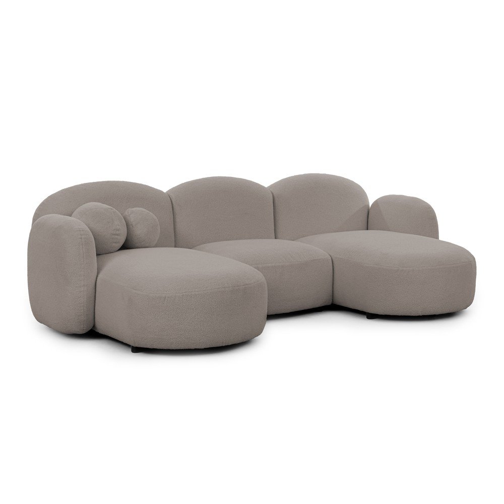 Szürke buklé (U alakú) sarokkanapé Orbit – Ropez