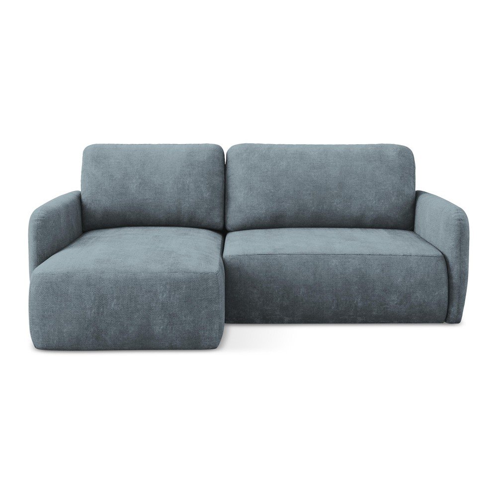 Szürkéskék zsenília kinyitható-tárolóhelyes sarokkanapé (bal oldali-heverő résszel) Lilo – Makamii