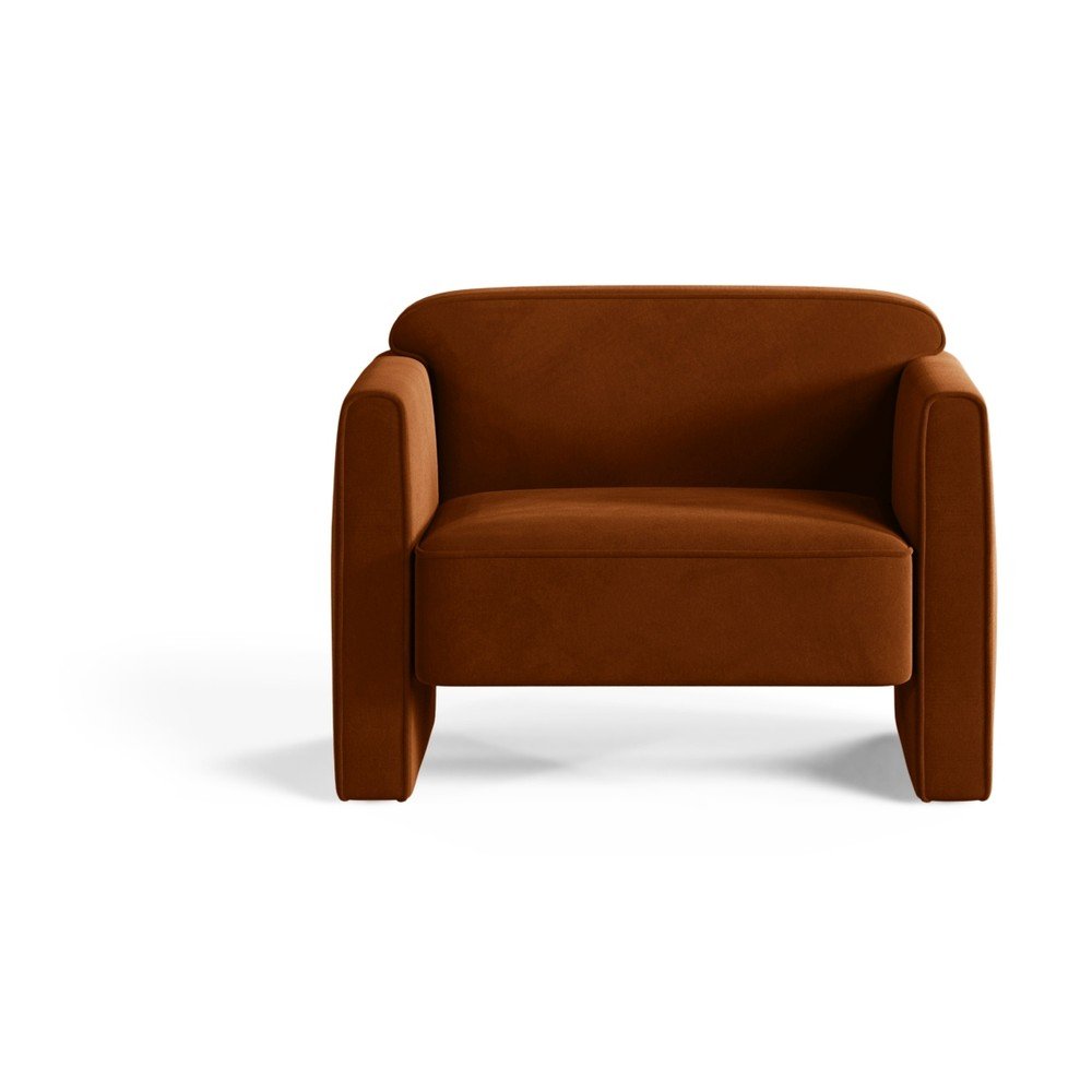 Terrakotta színű bársony fotel Abby – Micadoni