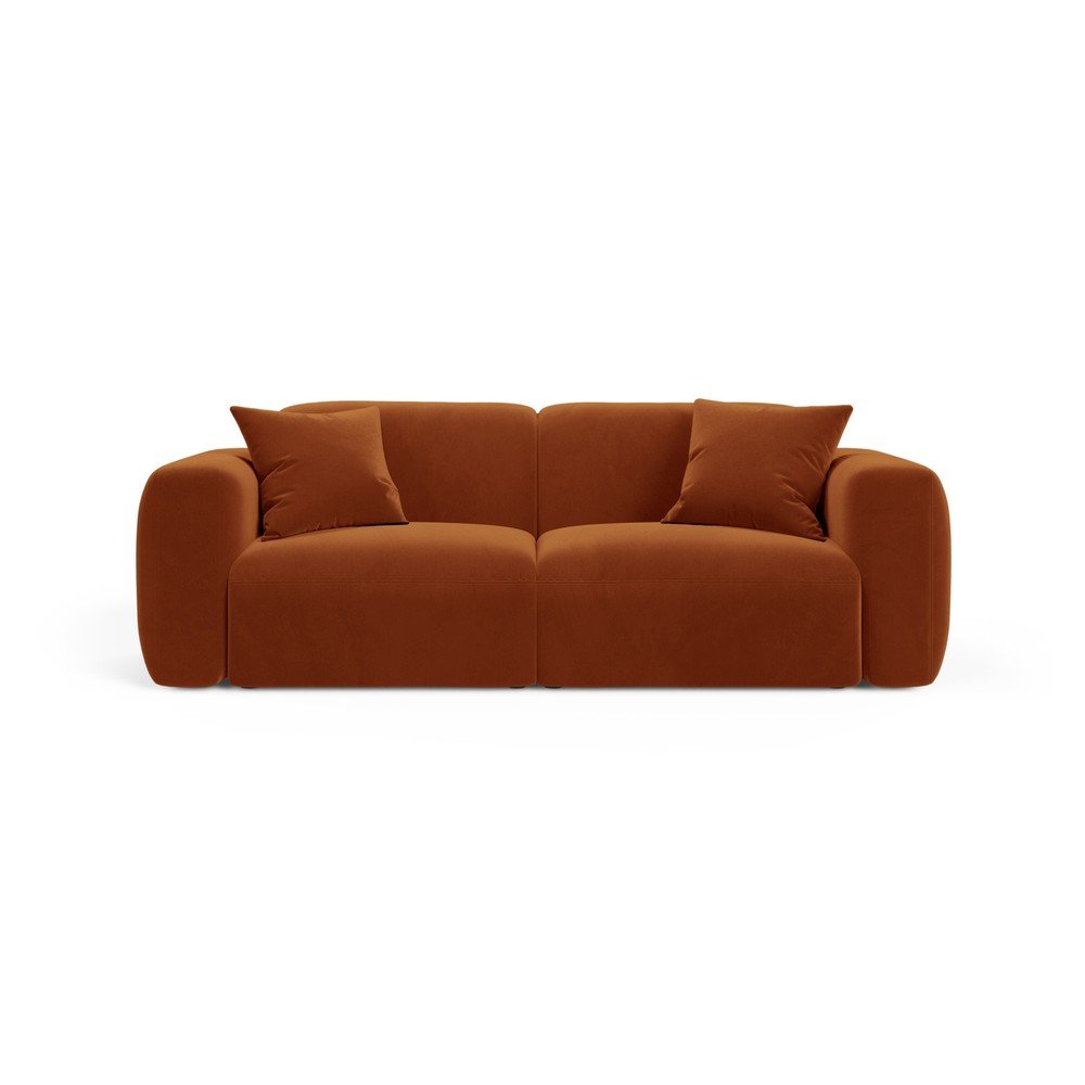 Terrakotta színű bársony kanapé 220 cm Strino – Cosmopolitan Design