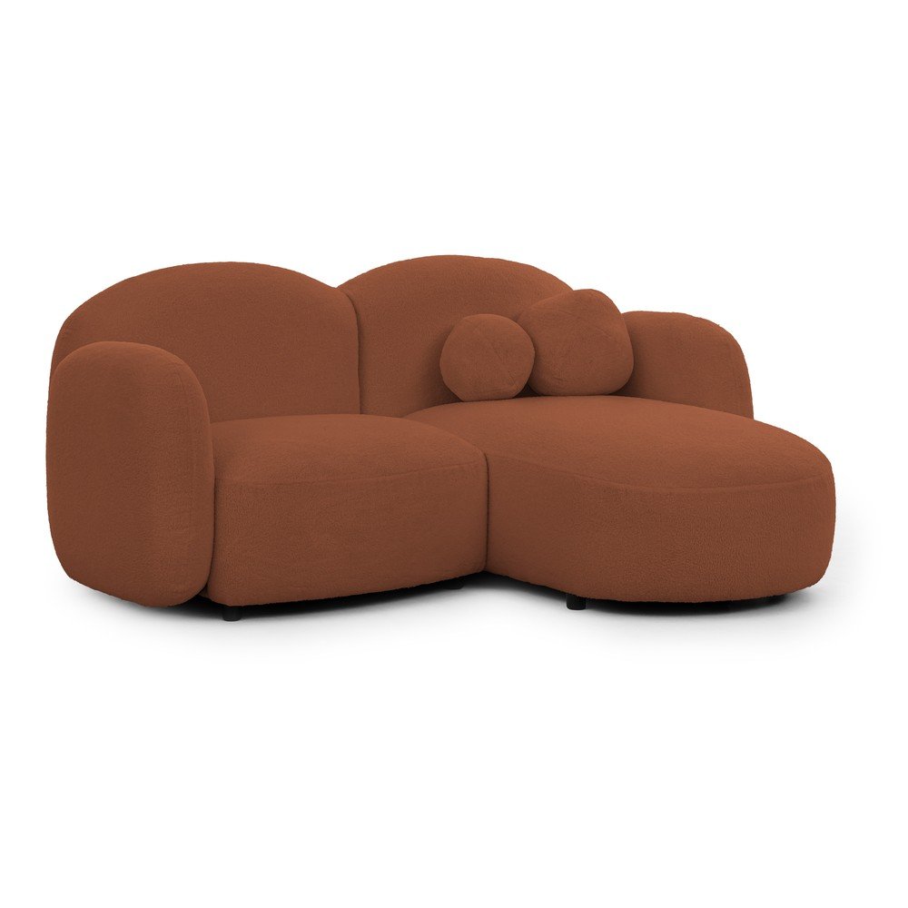 Terrakotta színű buklé sarokkanapé (jobb oldali-heverő résszel) Orbit – Ropez