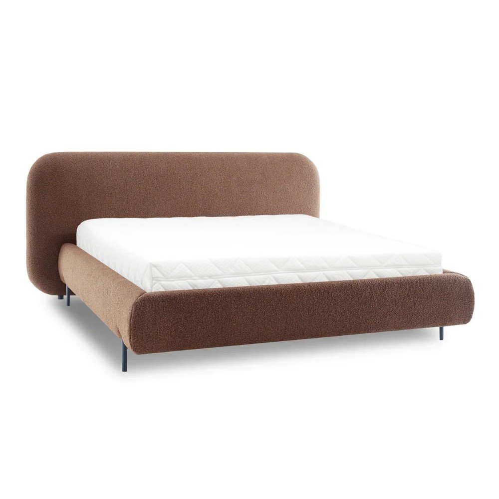 Terrakotta színű kárpitozott ágyneműtartós franciaágy ágyráccsal 180x200 cm Pointt – ELTAP