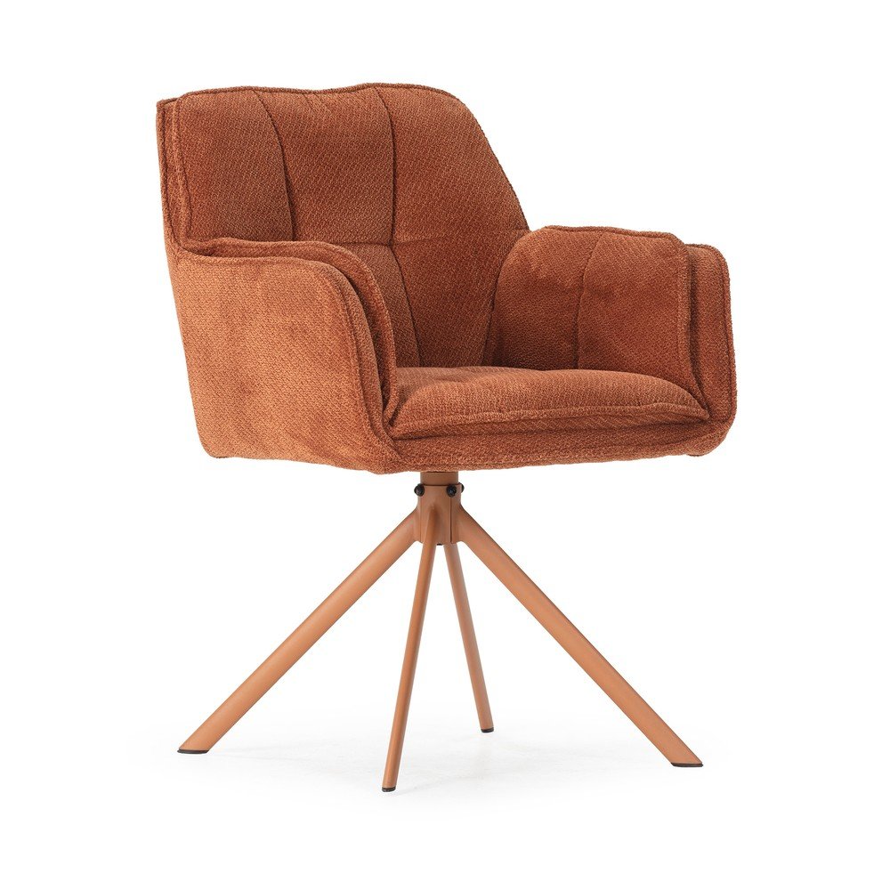 Terrakotta színű kárpitozott étkezőfotel szett 2 db-os Keiko – Marckeric