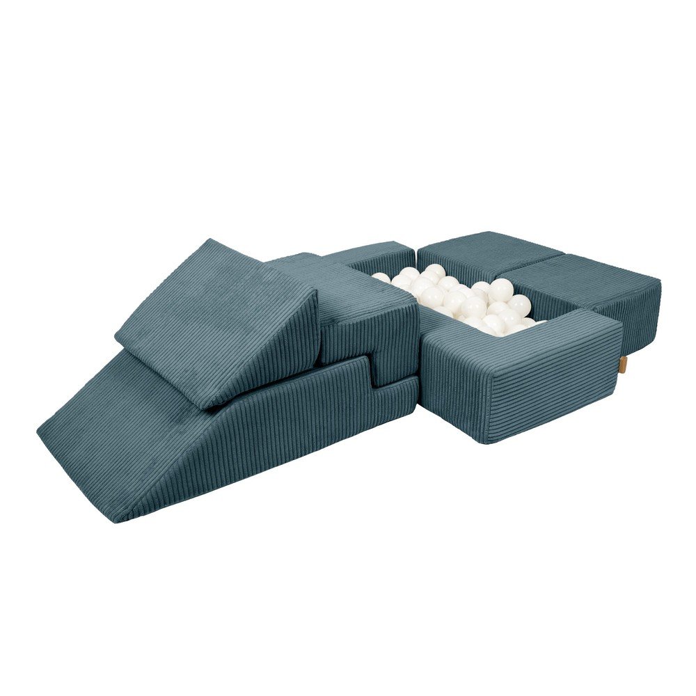 Türkiz kordbársony habszivacs játszótér 100x35x40 cm Montessori – Meowbaby