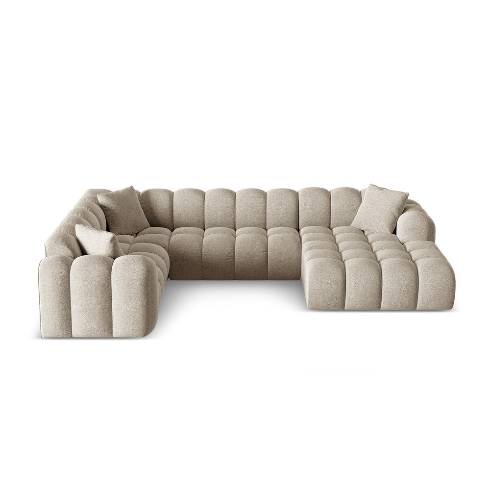 Világosbarna zsenília sarokkanapé (bal oldali-U alakú) Treno – Cosmopolitan Design