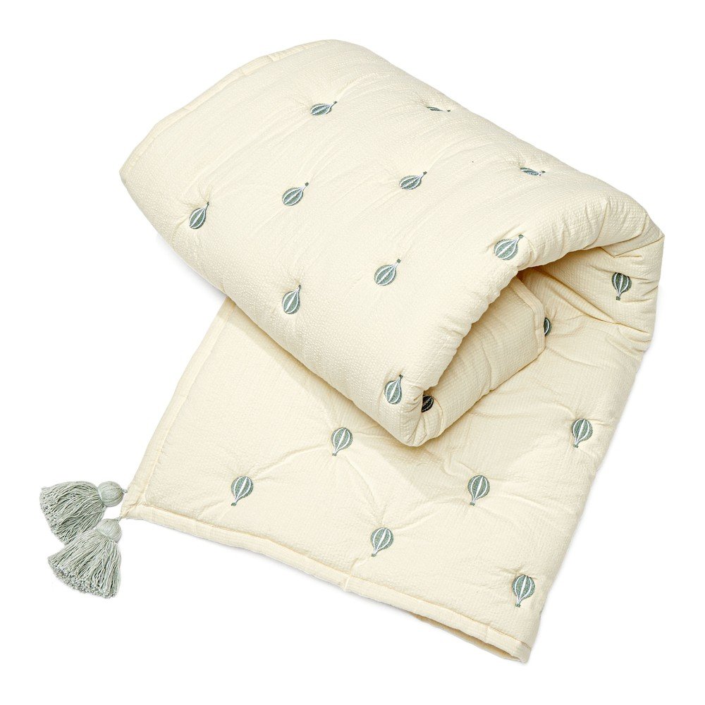 Világossárga-kék bio pamut steppelt gyerek takaró 90x120 cm Balloon – Cam Cam Copenhagen