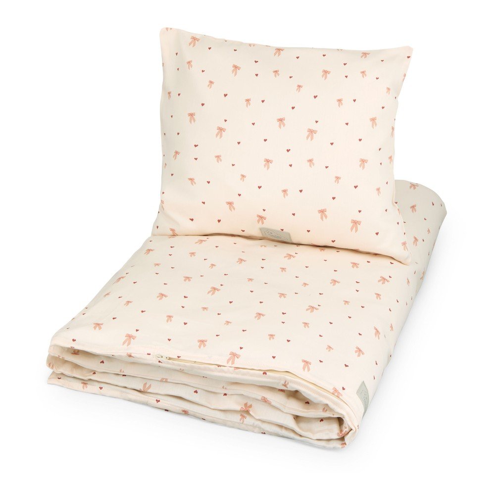 Világossárga-rózsaszín bio pamut gyerek ágyneműhuzat babaágyhoz 100x140 cm Bows – Cam Cam Copenhagen