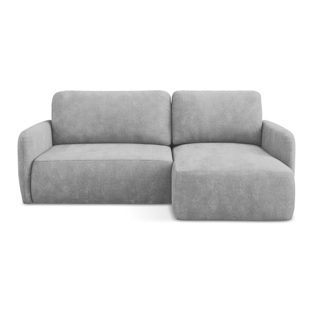 Világosszürke zsenília kinyitható-tárolóhelyes sarokkanapé (jobb oldali-heverő résszel) Lilo – Makamii