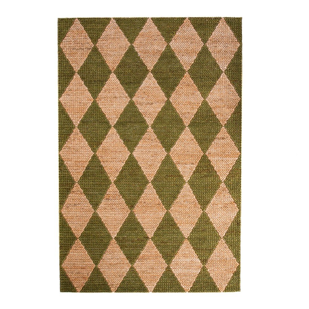 Zöld-natúr színű kézi szövésű jutakeverék szőnyeg 120x170 cm Effie Diamond – Flair Rugs