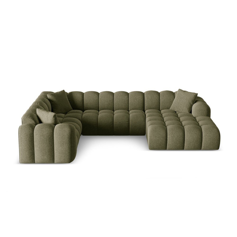 Zöld zsenília sarokkanapé (bal oldali-U alakú) Treno – Cosmopolitan Design