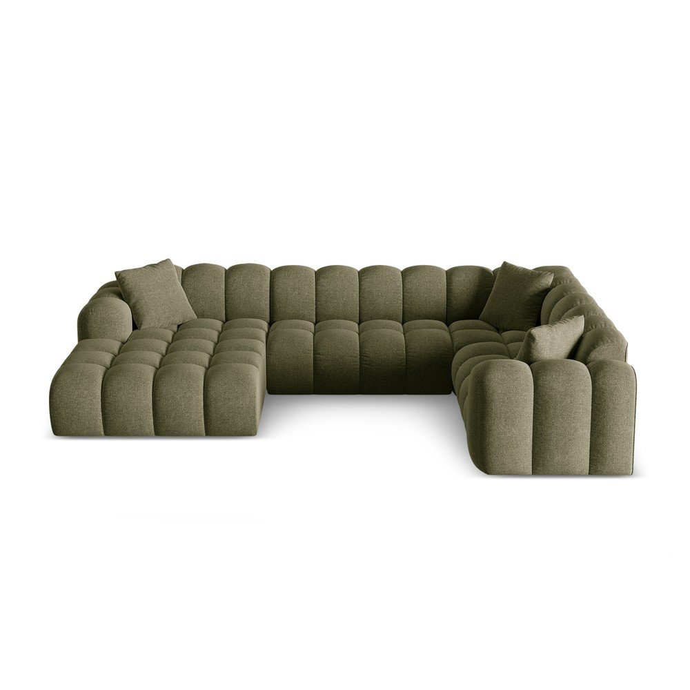 Zöld zsenília sarokkanapé (jobb oldali-U alakú) Treno – Cosmopolitan Design