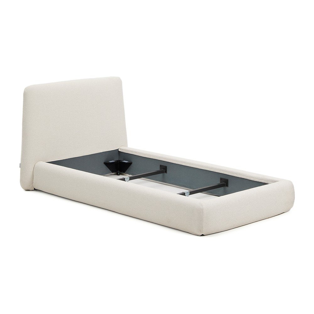 Bézs kárpitozott egyszemélyes ágy ágyrács nélkül 90x200 cm Martina – Kave Home