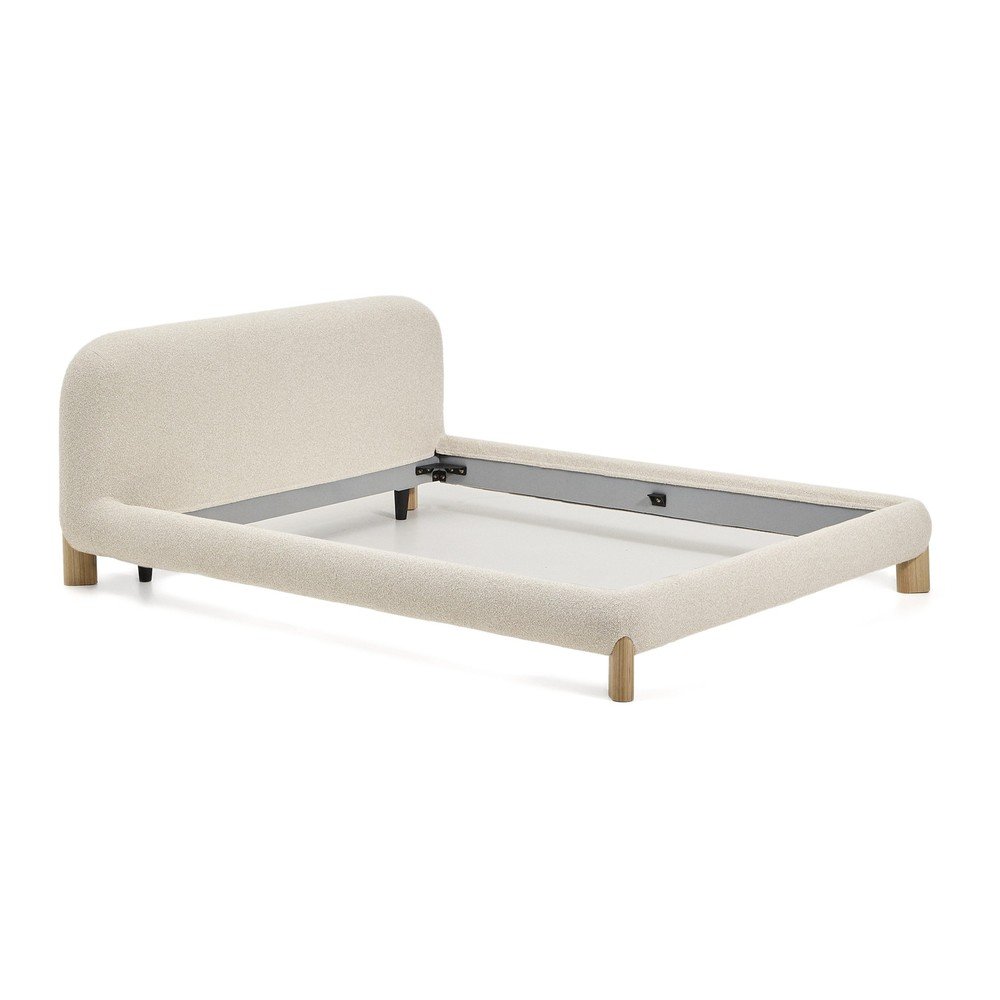 Bézs kárpitozott franciaágy ágyrács nélkül 180x200 cm Odina – Kave Home