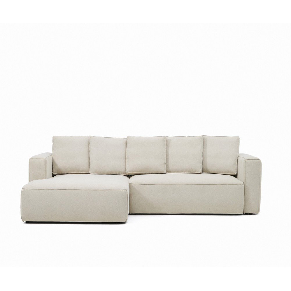 Bézs zsenília kinyitható sarokkanapé (bal oldali-heverő résszel) Marela – Kave Home