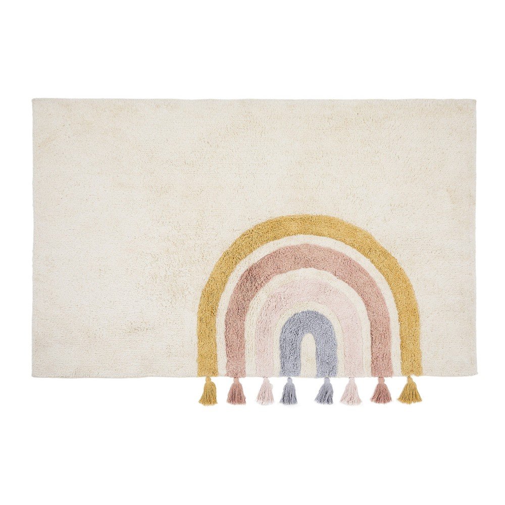 Elefántcsont színű mosható-kézi szövésű pamut gyerek szőnyeg 90x150 cm Tadea – Kave Home