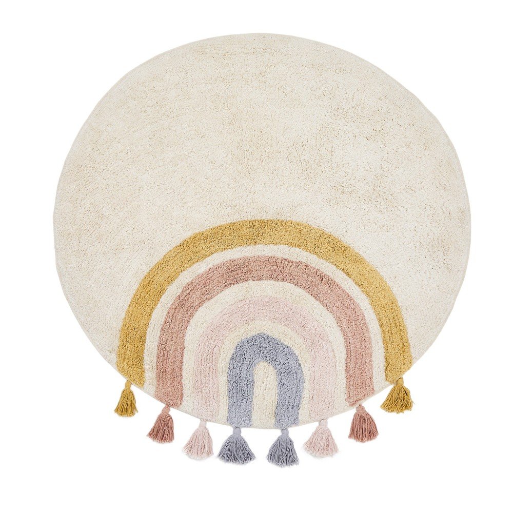 Elefántcsont színű mosható-kézi szövésű pamut gyerek szőnyeg ø100 cm Tadea – Kave Home