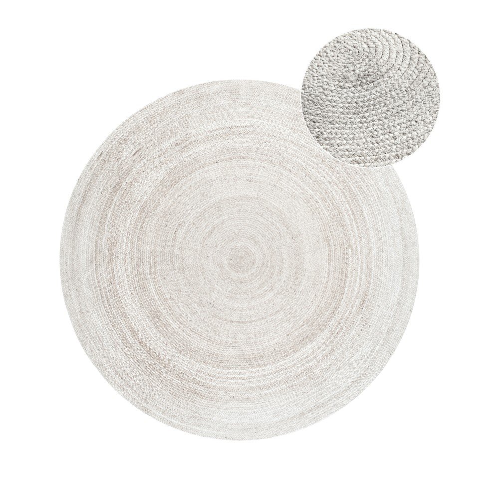 Fehér kétoldalas-kézi szövésű juta kerek szőnyeg ø 140 cm Braided – Hanse Home