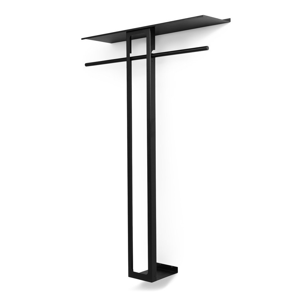Fekete acél fali fogas polccal 100 cm Luno Large – Spinder Design