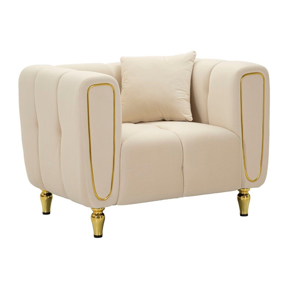 Krémszínű bársony fotel Alma – Mauro Ferretti