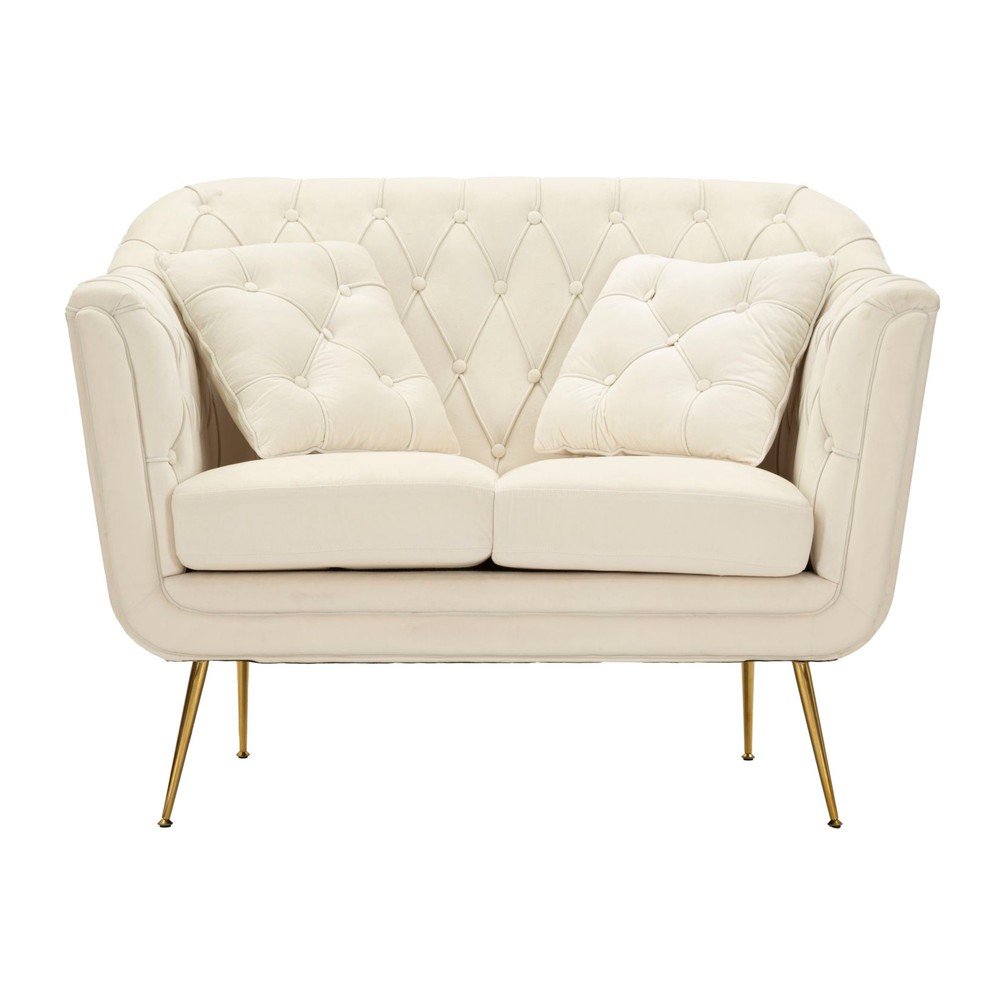 Krémszínű bársony kanapé 130 cm Budapest – Mauro Ferretti