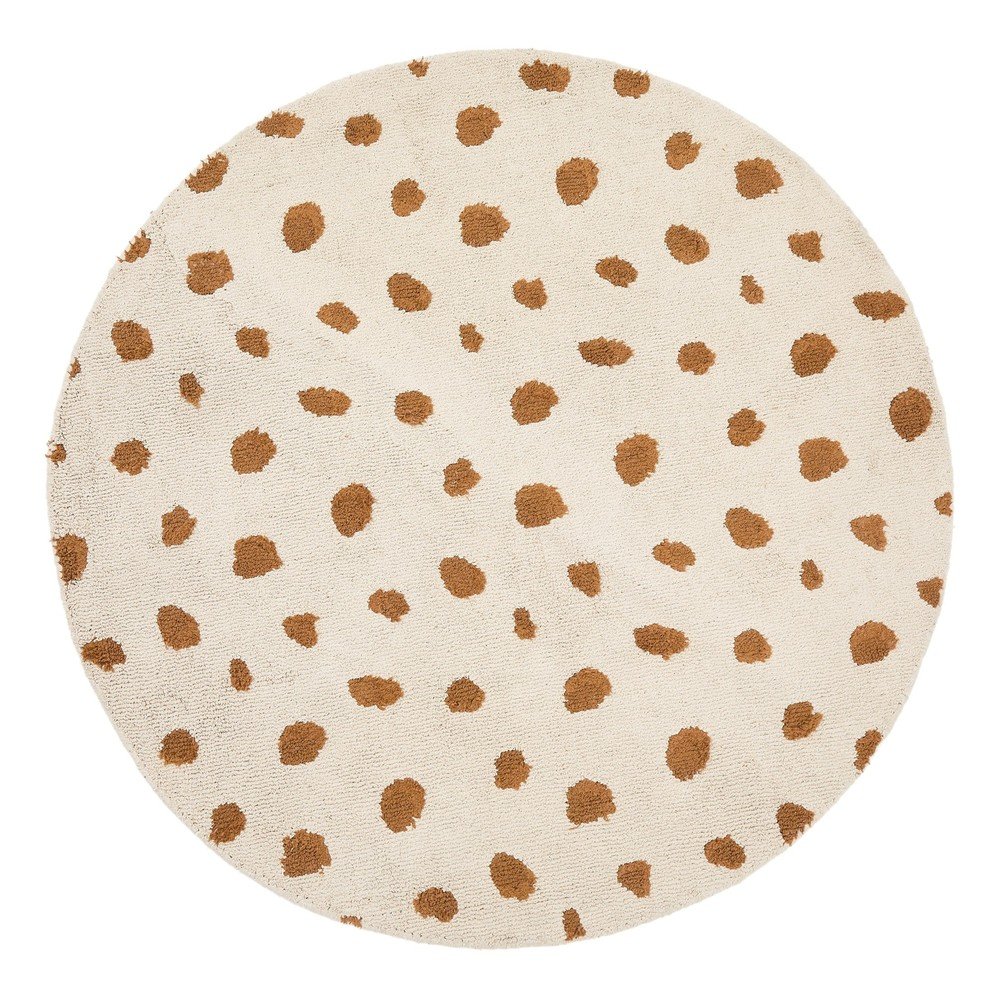 Krémszínű mosható-kézi szövésű pamut gyerek szőnyeg ø100 cm Tandani – Kave Home