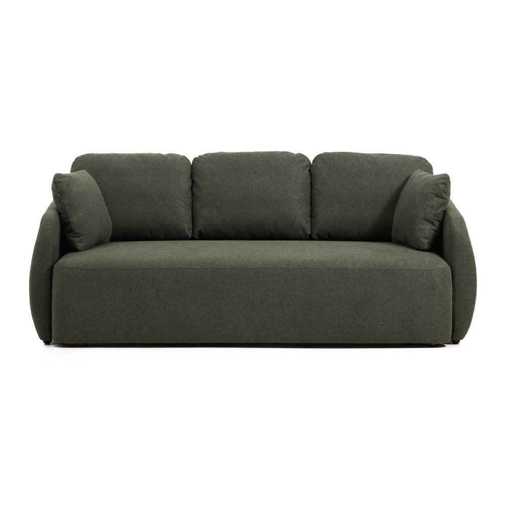 Sötétzöld zsenília kinyitható kanapé 218 cm Laira – Kave Home