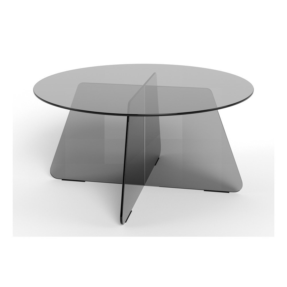 Szürke üveg kerek dohányzóasztal ø 80 cm Samos – Actona