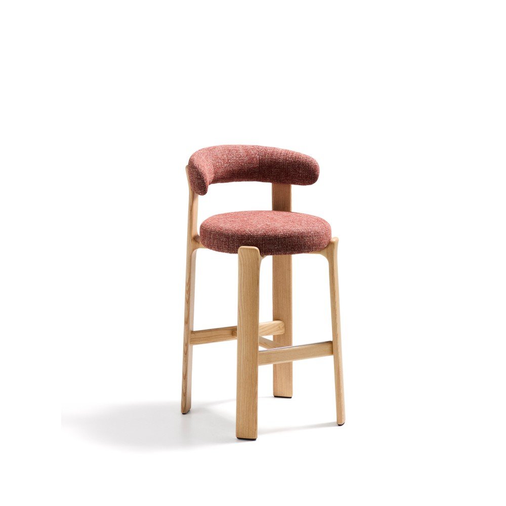 Terrakotta színű-világos natúr színű kőrisfa bárszék (ülésmagasság 75 cm) Granite – Kave Home