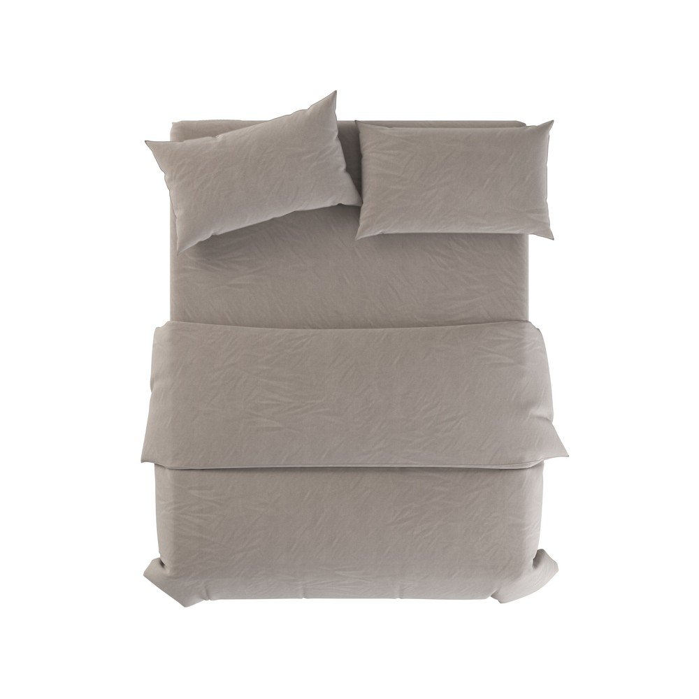 Világosszürke-szürkésbarna kétszemélyes len ágyneműhuzat 200x200 cm Natural – Native Natural