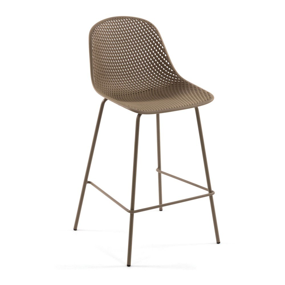 Bézs fém-műanyag kerti bárszék Quinby – Kave Home