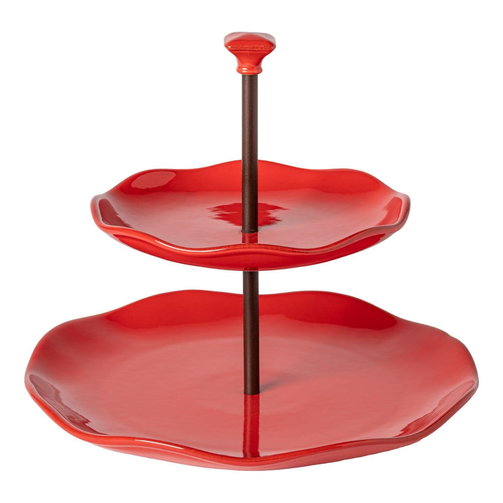 Cook &Host piros agyagkerámia kétszintes kínáló tálca