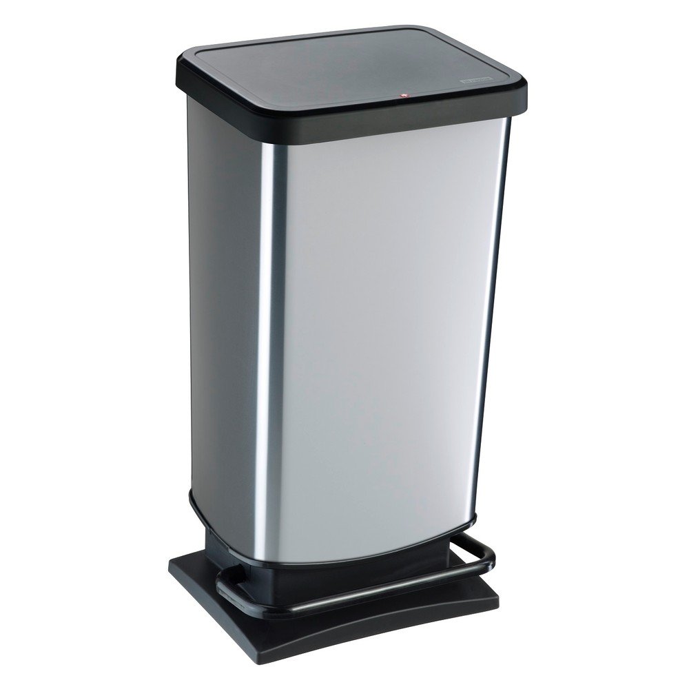 Ezüstszínű műanyag pedálos szemetes 40 l Paso – Rotho