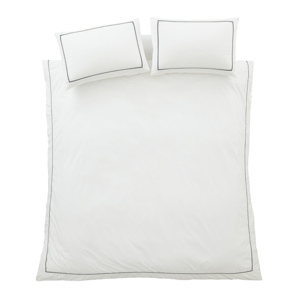 Fehér egyszemélyes pamut-perkál ágyneműhuzat 135x200 cm Contrast Trim – Bianca