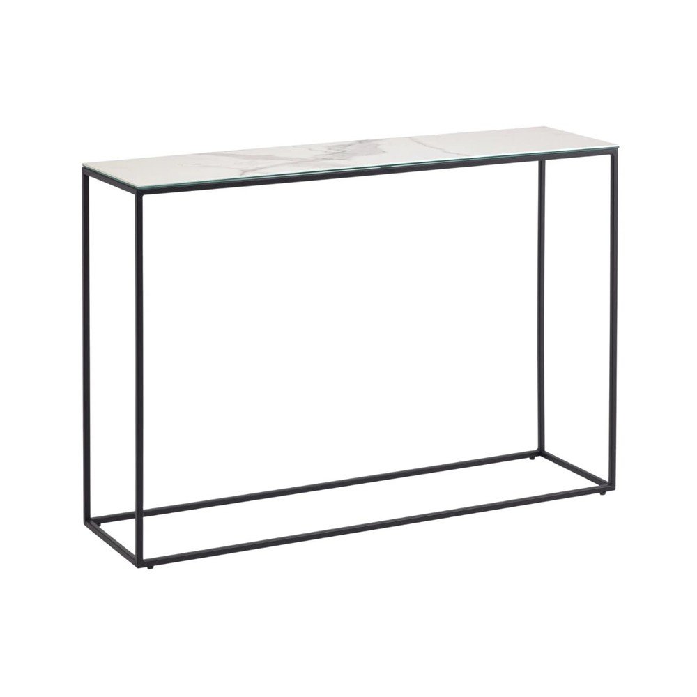 Fekete-fehér konzolasztal kerámia asztallappal 30x110 cm Rewena – Kave Home